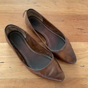 Size 8 - Brown Leather Frye Flats; pointed toe